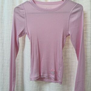 Alexander Wang Light Pink Ribbed Long Sleeve Top